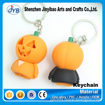 creative idea plastic flashing light LED pumpkin shape keychain